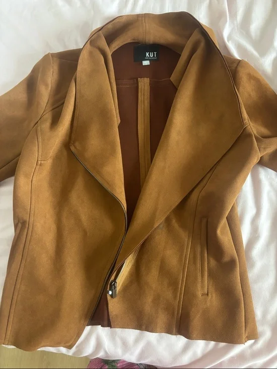 Kut from the Kloth Camel Brown Suede-Look Moto Jacket - Picture 3 of 4